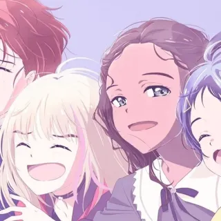❤️ anime, nhóm, gái, cười, hình minh họa whatsapp sticker