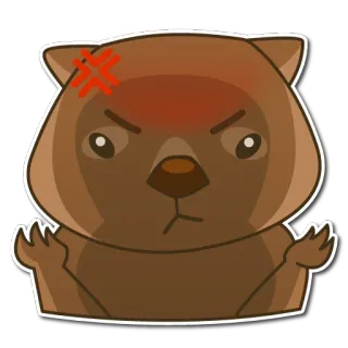 😡 animal, enojado, wombat, dibujos animados, emoji, sticker telegram sticker
