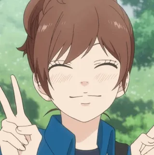 🥡 peace, anime, peace sign, girl telegram sticker