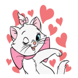 😍 Marie gato, corazones, amor, lindo, dibujos animados, animal, kawaii telegram sticker
