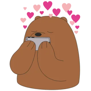 😘 Grizz We Bare Bears orso, cartoni animati, serie tv, cellulare, cuori, amore telegram sticker