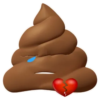 💩 cocô, emoji, triste, chorando, coração partido, desenho animado, marrom telegram sticker