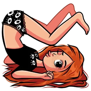 😘 만화, 소녀, 빨간 머리, 장난기, 귀여운 telegram sticker