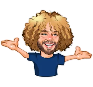 🤷‍♀️ Cartoon, Person, Mann, Locken, lächelnd whatsapp sticker