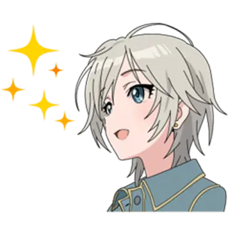 😍 anime, mangá, personagem, sorrindo, estrelas, brilhos whatsapp sticker
