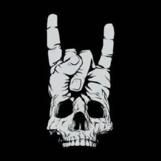 🤘 หัวกะโหลก, มือ, ร็อค, เมทัล, โครงกระดูก, ท่าทาง, ร็อค telegram sticker