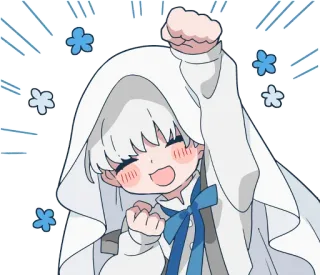 ✊ Anime, Kreskówka, Słodkie, Szczęśliwy, Święto, Kwiat telegram sticker