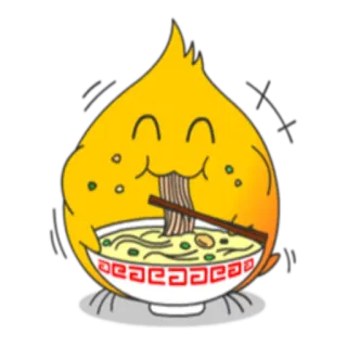 🍲 Рамен, Еда, Лапша, Есть, Миска, Японский, Желтый, Милый telegram sticker