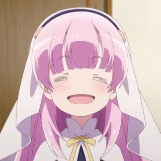 🔮 animé, fille, cheveux roses, sourire, joyeux telegram sticker