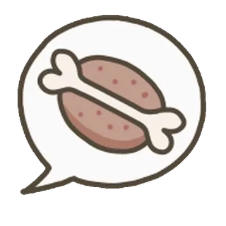 🫥 bone, meat, food, cartoon, speech bubble whatsapp sticker