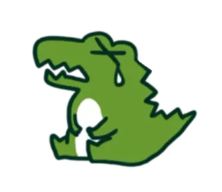 😣 dinosauro, triste, piangere, coccodrillo, cartone animato telegram sticker