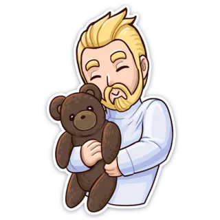 🥰 teddy bear, hugging, cute, beard, blonde telegram sticker