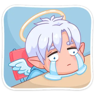 😭 ангел, грустный, плачущий, каваий, милый, мультфильм telegram sticker