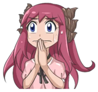 🙏 อนิเมะ, ผู้หญิง, น่ารัก, ขอ, อ้อนวอน, วิงวอน, อารมณ์ telegram sticker