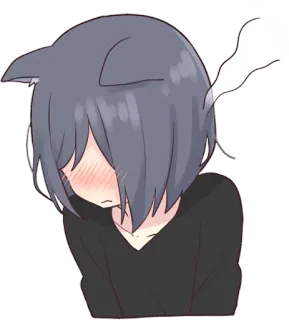 😳 anime, shy, cat, blush, cute whatsapp sticker