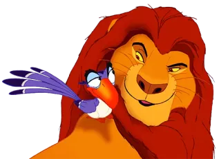 😏 Simba The Lion King lion, disney, cartoon, animal, friend, bird, zazu whatsapp sticker