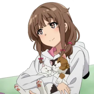 😊 动漫, 卡通, 女孩, 猫, 可爱, 微笑, 卡哇伊 telegram sticker
