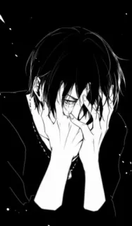 💔 Anime, Triste, Homme, Dépression, Manga, Noir et blanc telegram sticker