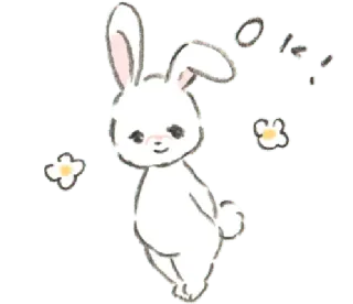 🐁 Okay coelho, fofo, flores, coelho, branco, kawaii, ok whatsapp sticker