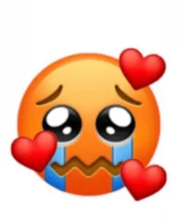 🥺 emoji, triste, piangere, cuori, amore, carino telegram sticker