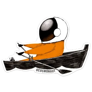 🚣‍♀️ Ocosmonaut astronaut, rowboat, space, cosmos, sea, orange, helmet, water whatsapp sticker