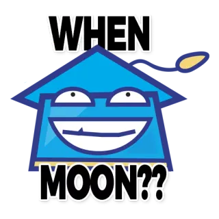 🚀 WHEN MOON?? Lua, Meme, Cripto, Investimento, Pergunta telegram sticker