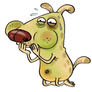 🤢 cane, cartone animato, sudato, preoccupato, nervoso, animale whatsapp sticker