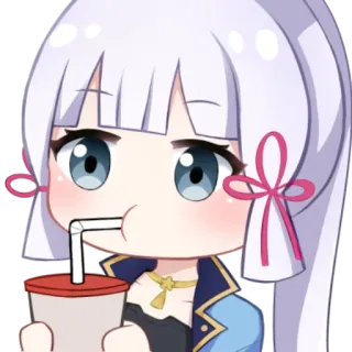 🥤 Anime, Chibi, Fofo, Bebendo, Adesivo telegram sticker