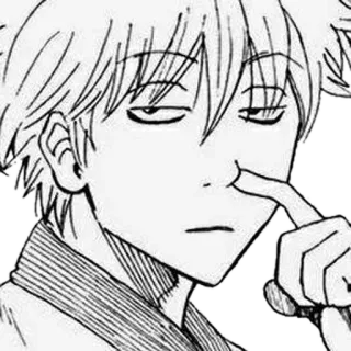 😐 Anime, Manga, Personnage, Se curer le nez, Oeuvre d'art, Croquis, Garçon telegram sticker