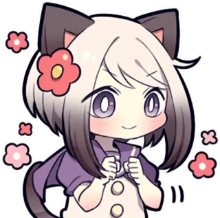 🌸 fille chat, anime, chibi, mignon, fleur whatsapp sticker