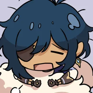😫 Kaeya Genshin Impact animé, jeu vidéo, endormi, mignon, chibi, fanart whatsapp sticker