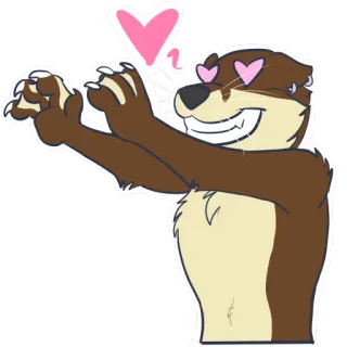 😍 otter, liebe, herz, süß, tier, cartoon whatsapp sticker
