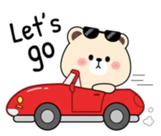 😳 bear, car, sunglasses, cute, animal, driving telegram sticker