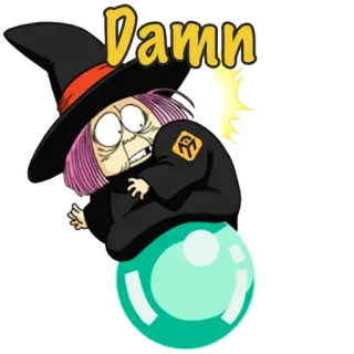😱 Damn bruja, magia, anciana, dibujos animados, mago, hechizo, bola de cristal whatsapp sticker