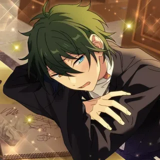 😰 Anime, Masculino, Cabelo verde, Personagem whatsapp sticker