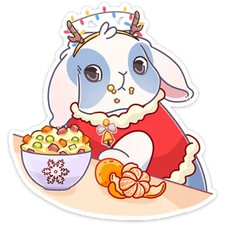 🥗 kelinci, natal, liburan, makanan, imut, musim dingin telegram sticker