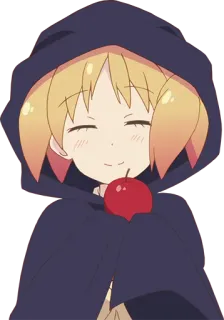 😊 Anime, Garota, Maçã, Com capuz, Fofa telegram sticker