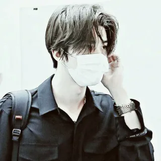 📰 man, mask, black shirt, portrait, korean telegram sticker