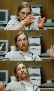 🌼 Matthew McConaughey True Detective Matthew McConaughey, True Detective, Meme, Schauspieler, Fernsehserie telegram sticker