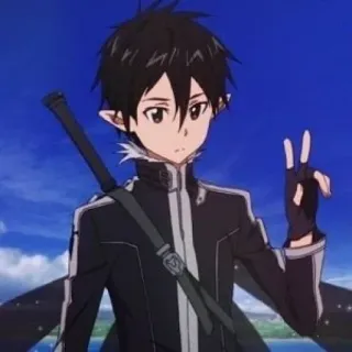 ✌ Kirito Sword Art Online Anime, Cartone animato, Manga, Kirito, Sword Art Online, Personaggio, Spada telegram sticker