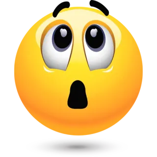 😲 Emoji, Zszokowany, Zaskoczony, Żółty, Twarz, Wyraz telegram sticker
