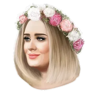 🙂 Adele Адель, певица, венок из цветов, портрет, знаменитость telegram sticker