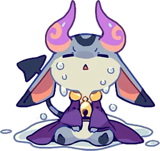 😞 cute, monster, demon, fantasy, kawaii, animal, chibi, cartoon telegram sticker