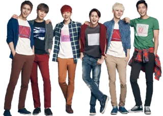 😄 group photo, korean, men, fashion, casual, pose telegram sticker