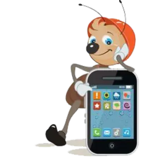 📞 formica, smartphone, cartone animato, cellulare, icona, applicazione whatsapp sticker