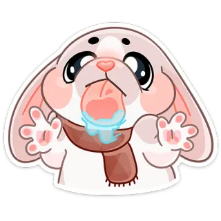 😛 토끼, 귀여운, 동물, 만화, 스티커 telegram sticker