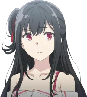 😕 Anime, Dziewczyna, Postać, Długie włosy, Czerwone oczy telegram sticker