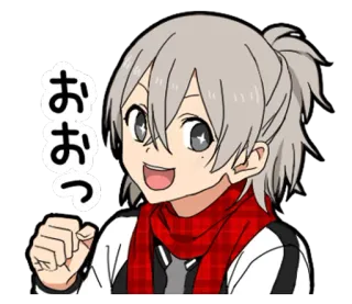 😃 おおっ anime, manga, saluto, allegro, sciarpa telegram sticker