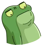 ☹️ grenouille, animal, dessin animé, autocollant, vert whatsapp sticker