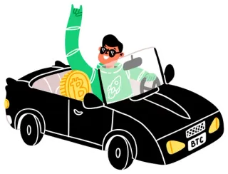🤘 BTC Bitcoin, Criptomoneda, Coche, Cripto, Finanzas telegram sticker